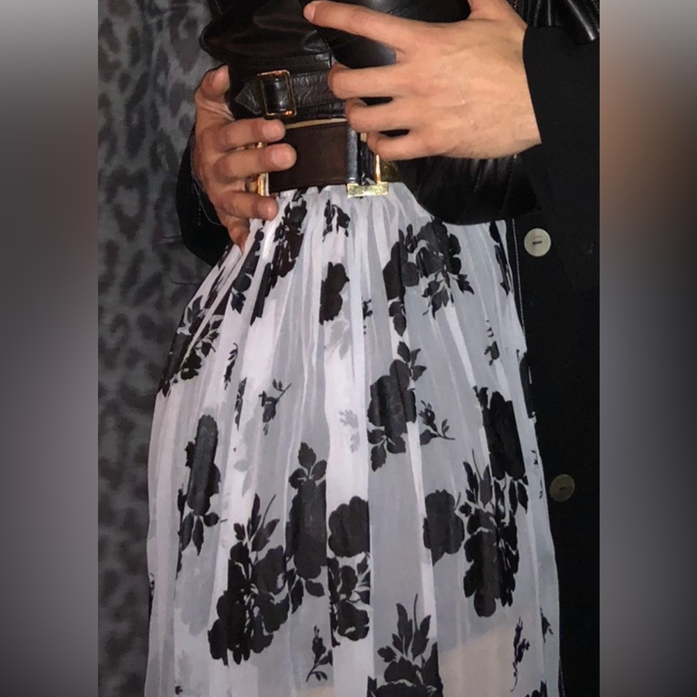 COMME des GARCONS Gray Black Floral Skirt
